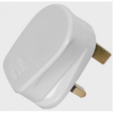 Rubber UK mains plug, 13A fuse, white