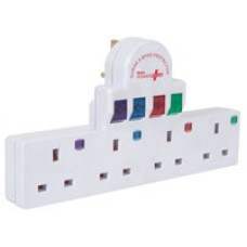 Plug-in 4 way mains adaptor with surge protection