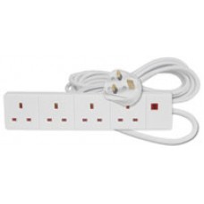 4 gang 13A extension lead White - 1.0m