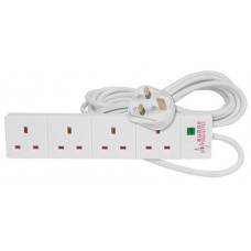 Mercury Home Essentials - UK 4 Gang Extension Lead with Surge Protection 2.0m