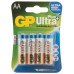 Ultra+ Alkaline batteries, AA, 1.5V, packed 4/blister