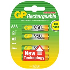 NiMH rechargeable batteries, 1.2V, 930mAh, AAA, packed 4 per blister