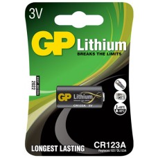 Lithium photo cell, CR123A, 3V, packed 1 per blister - 16.8 x 34.5mm