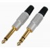 Gold plated 6.3mm jack plug, aluminium cover- mono