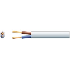 2 core oval mains PVC, 2 x 24/0.2mm, 6A, White, 100m