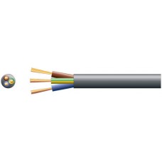 3 core round mains PVC, 3 x 16/0.2mm, 3A, 5.6mm Ø, Black, 100m